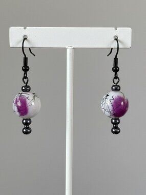 Glass Ball Pierced Earrings Cherry Blossom Design